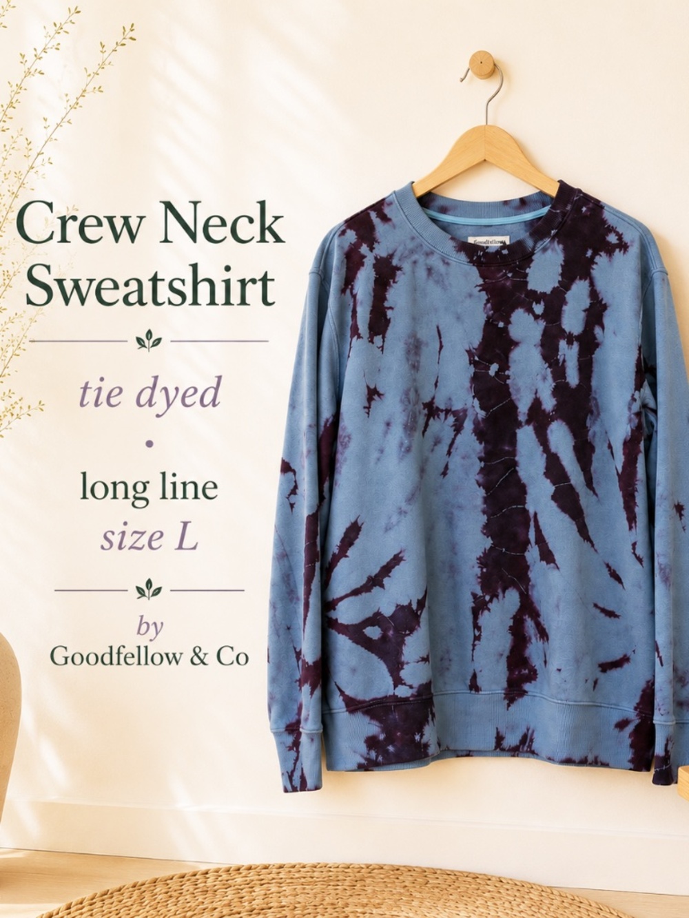 Tie Dyed Goodfellow & Co crew neck sweatshirt Size L